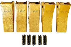 BDI WEAR PARTS 5 Pack 230SP Casting Backhoe Bucket Teeth with TF23P Flex Pins for 23 & 230 Series Skid Steer loaders and excavators-5Pack