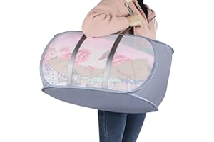 LVXINLI reinforced extended shoulder straps Laundry Hamper,Tear Proof Pop Up Laundry Hampers, foldable mesh Laundry basket. Used for travel, laundry room，university dormitory etc.(Horizontal (Gray))…