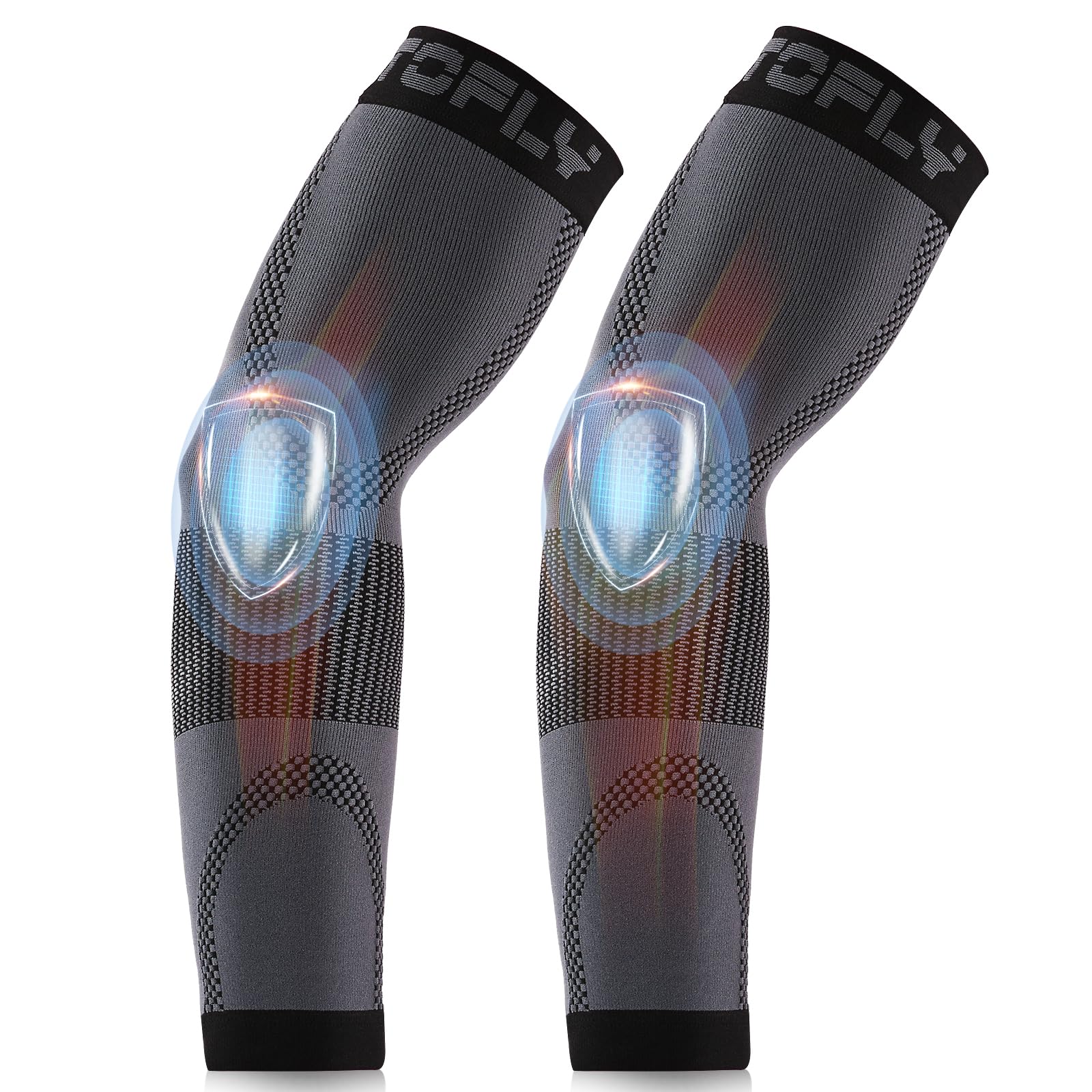 Compression Arm Sleeve, 1 Pair for Unisex, 20-30mmHg Graduated Compression Elbow Sleeve for Recovery, Pain Relief, Supports Muscles & Joints, Tennis Elbow & Golfers Brace, Edema, Swellin, Black XXL