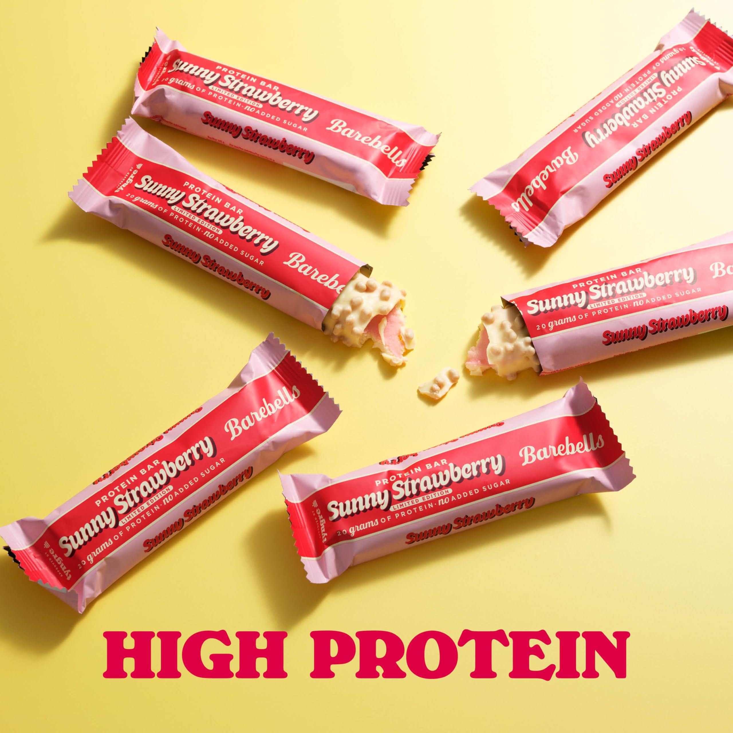 Barebells Protein Riegel – 16g High Protein Bar, Zuckerarm, Eiweißriegel, Ohne Palmöl – Sunny Strawberry, 12 x 55gr 3