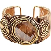 MINACHI Sparkling Crystal Rhinestone Bangle, Wide Wire Wrapped Statement Cuff, Boho Jewelry For Women