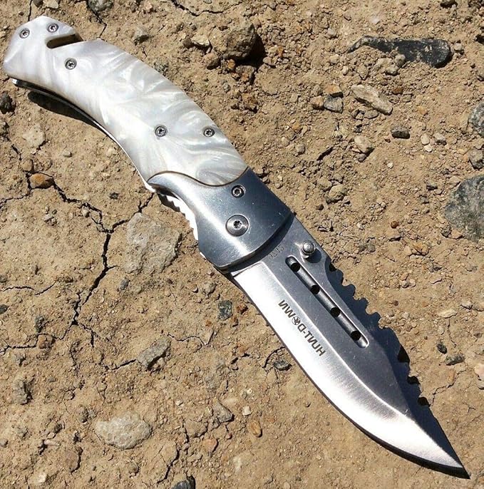 HuntDown 8" Spring Assisted Pocket Knife for Men Rescue