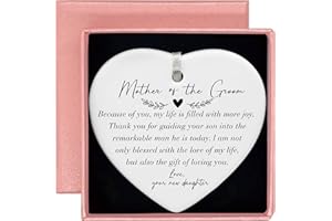 ZVMIS Mother of The Groom Gifts from Bride,Bridal Shower Gifts for Mother-in-Law,Wedding Present for New Mom-Because of You,My Life is Filled with More Joy-Heart Shaped Ornament with Present Box