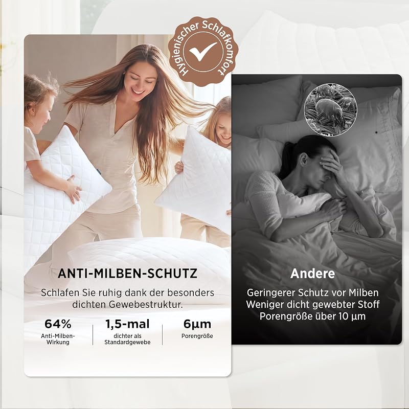 Kopfkissen 40x80 2er Set - Kissen 40x80 Ideal für Allergiker