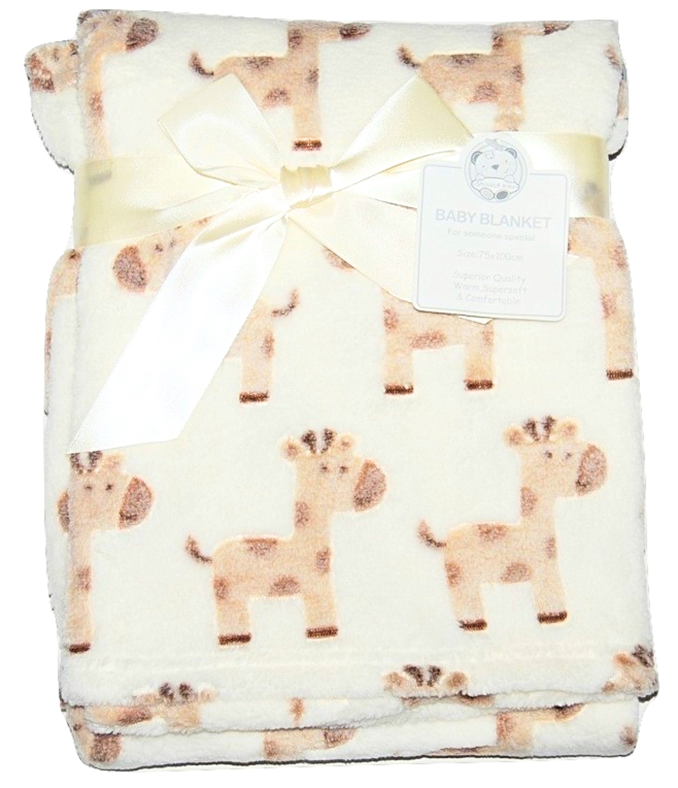 Baby Boy Girl Unisiex Soft Fleece Wrap Blanket Pram Cot Crib Moses Basket Giraffe