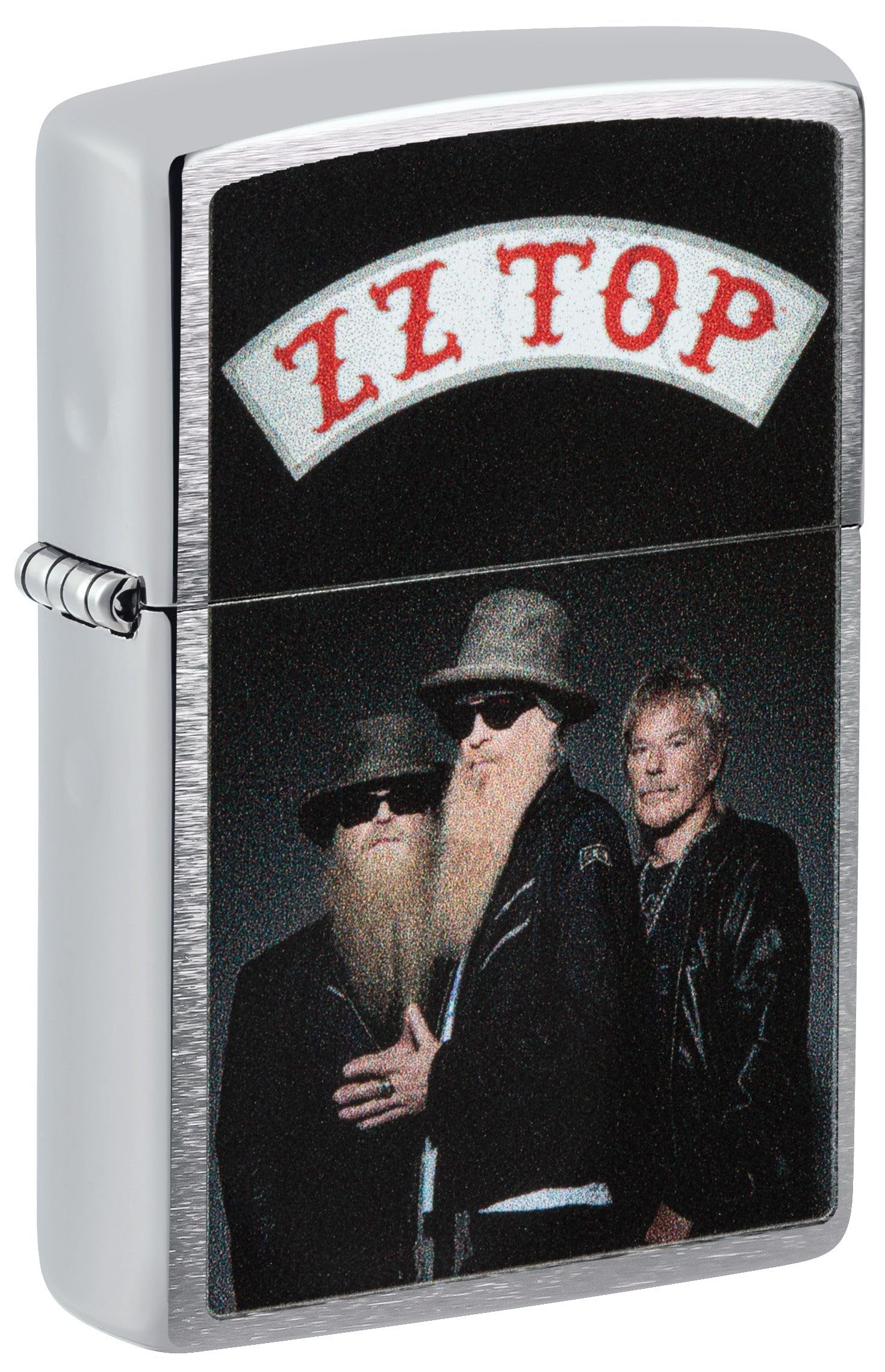 Zippo Windproof Lighter - Model ZZ Top - Brushed Chrome Finish with Colour Image - Refillable - Reusable - Windproof Design - Gift Box - Metal - Made in USA — image 1
