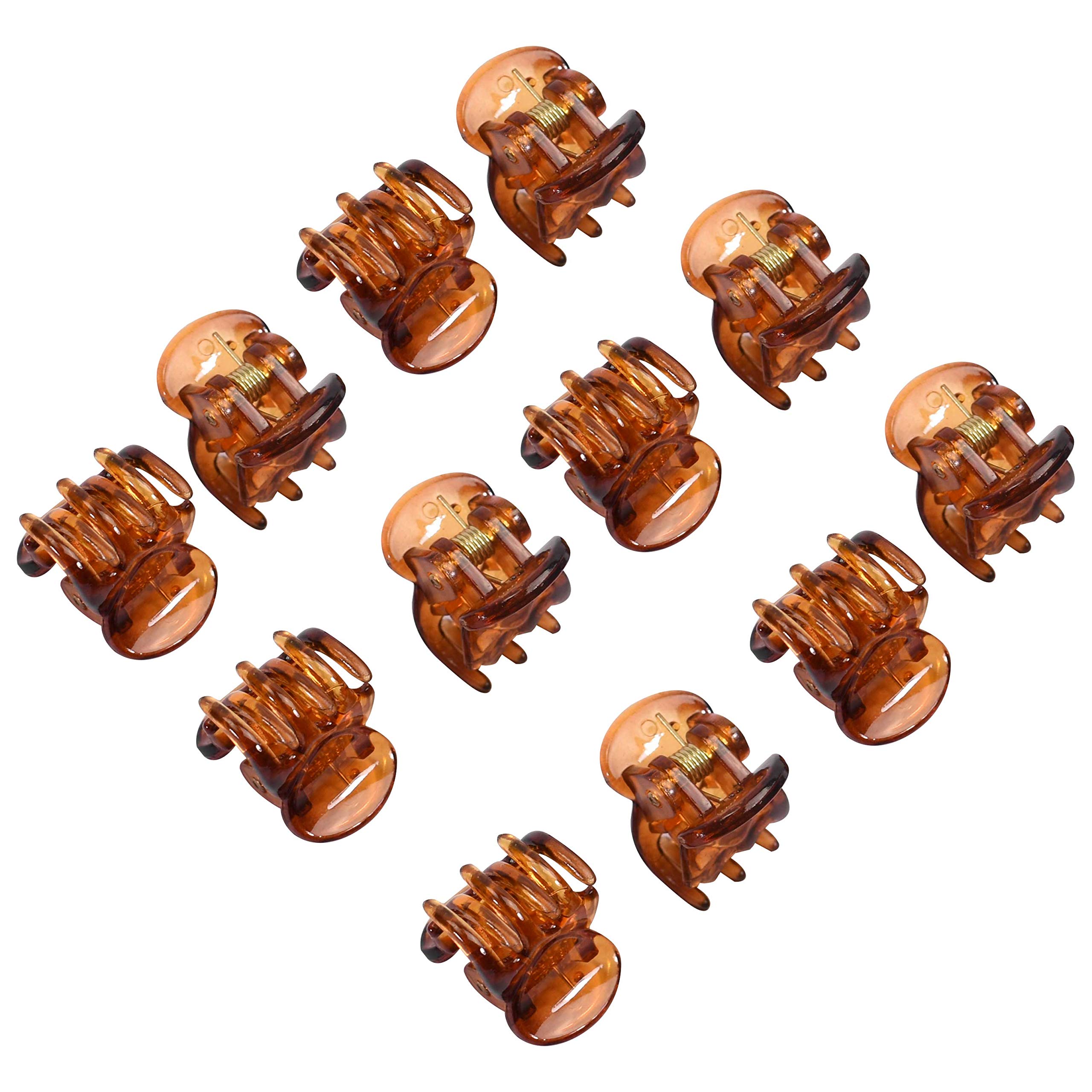 12 Pcs Mini Hair Clips, Claw Clips, Brown Plastic Mini Hair Claws, Non slip Hair Clip, Hair Accessories for Women and Girls - By TRIXES