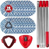 Spin Mop Head Replacement Set for O-Ceda RinseClean 2-Tank System Spin Mops | 16 Microfiber Spin Mops Refills,1 Scrubber Head,1 Triangle Spin Base,and(31-63in) Adjustable Handle Set Combo