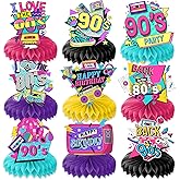 9PCS 80s 90s Honeycomb Centerpieces Themed Birthday Party Decorations Retro Centerpiece Table Decoration Party Favors Decor Supplies Gifts for Boys Girls Men Women