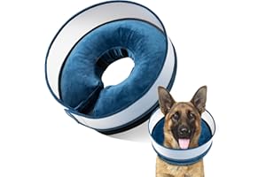 FUZ BIGAZA Inflatable Dog Cone, Soft Dog Cone Collar After Surgery for Alternative with Enhanced Anti-Licking Guard Shield Adjustable Detachable Cone Collar, Elizabethan Collar (M, Blue)