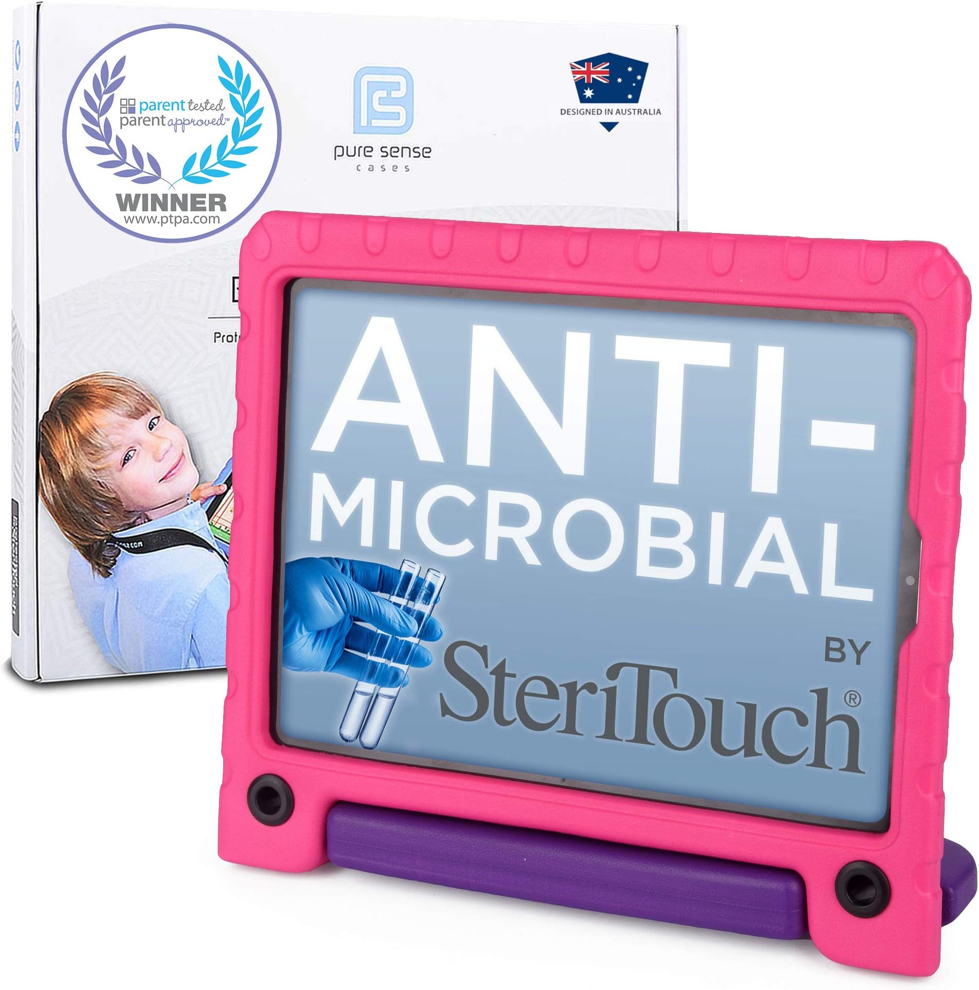 Pure Sense Buddy [Anti-Microbial Rugged Kids Case] for iPad Pro 12.9-inch 3rd Generation 2018 only | Full Kit: Case, Strap, Screen Protector, Spray