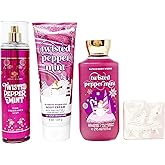 Bath & Body Works Twisted Peppermint - Trio Gift Set - Fine Fragrance Mist, Body Cream and Shower Gel With a Himalayan Salts Springs Sample Soap.