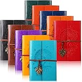 Teling 10 Pieces PU Leather Journal Tree Vintage Refillable Notebook Travel Journal Rustic Bound Diary Daily Writing Notepad with Lined Pages Gifts for Men Women(A6, 5'' x 7'')
