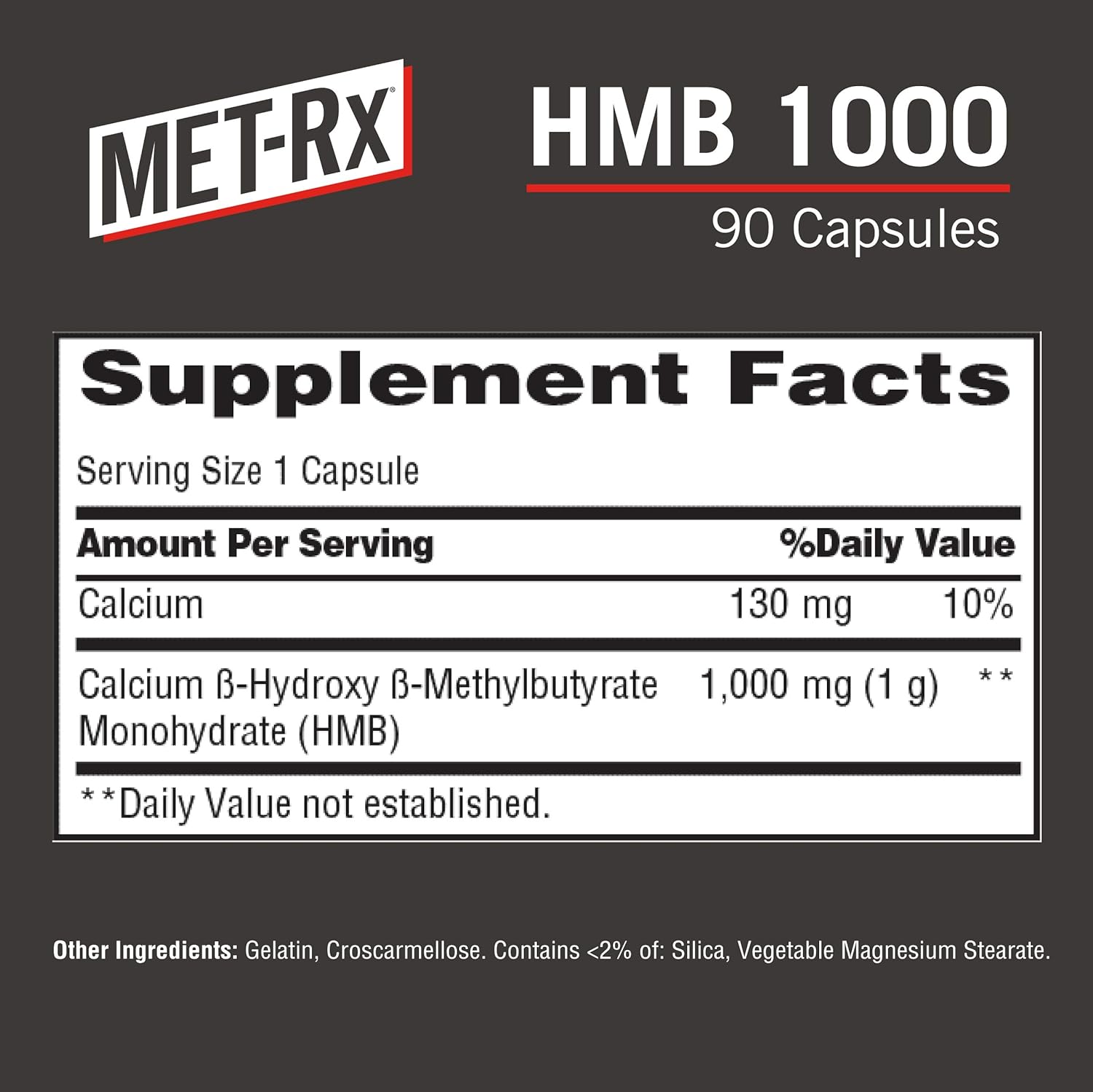 MET-Rx HMB 1000 Supplement, Supports Muscle Recovery, 90 Capsules: Health & Personal Care