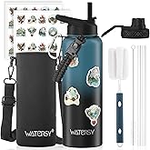 40oz Insulated Water Bottle (Cold for 48 Hrs),BPA Free&Leak Proof,Stainless Steel Water Flask,Water Jug with Straw Spout Lids for Gym,Hiking,Travel,Black Blue