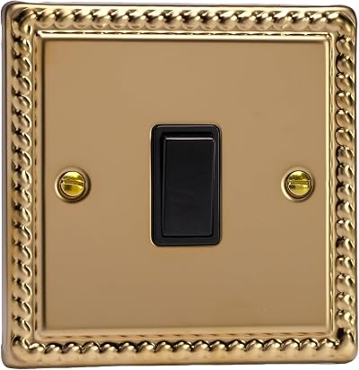 Varilight 1G 1 or 2 Way 10A Switch Georgian Brass XG1B
