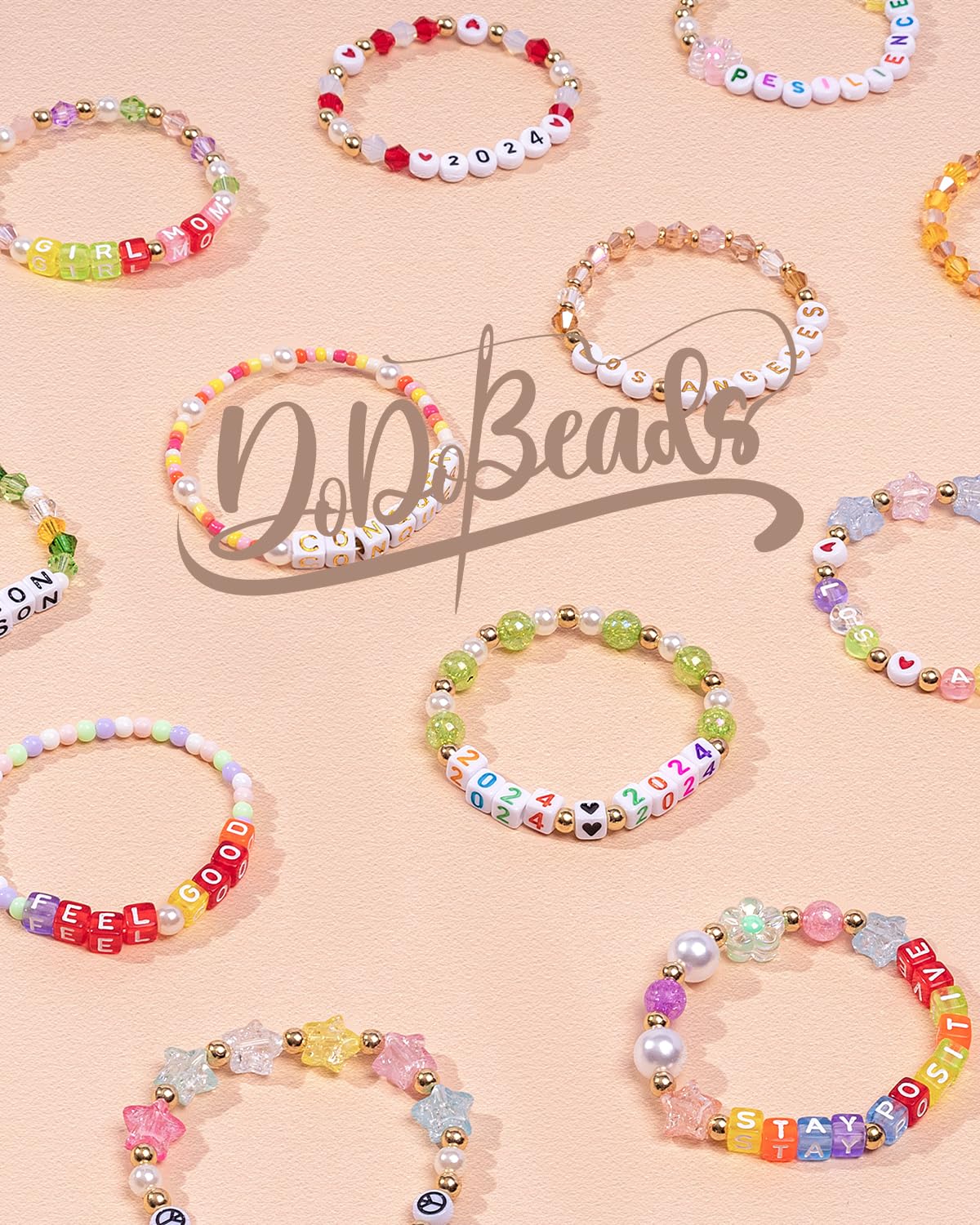 DoDoBeads 1650 Pcs Letter Beads Kit with Extra Vowels and Numbers, Alphabet Beads for Bracelets Making, Perfect for Friendship Bracelets