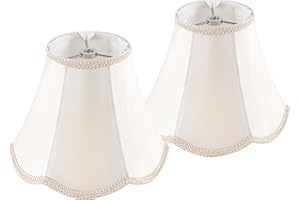 GO&SO GOSO 4"×8" × 6.4" Spider Small Scalloped Lamp Shades Cream Modern, Replacement Lampshades for Table Lamps/Wall Lamp & Chandelier, Natural Faux Silk Shade for Bedroom/Dining Room (2 Pack)