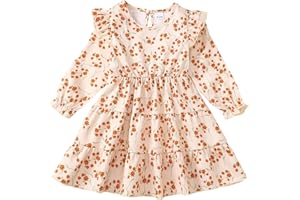 sweetabby Toddler Girl Dress Clothes Ruffle Long Sleeve Casual Dress Floral Boho Outfits Cute Winter Fall Girls Dresses