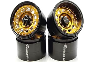 Txxrcss RC 2.2 Beadlock Wheels Adjustable 2 Offsets Rims Hub for Aluminum Upgrades 1/10 Crawle Car Wheel and Tires Remote Control SCX10 Trx4m(4PC) (Black ＆Titanium gdlden)