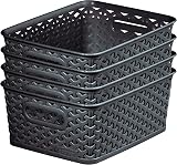 Curver My Style Rattan Effect 4 Litre Storage Baskets Anthracite Set of 4 view 6