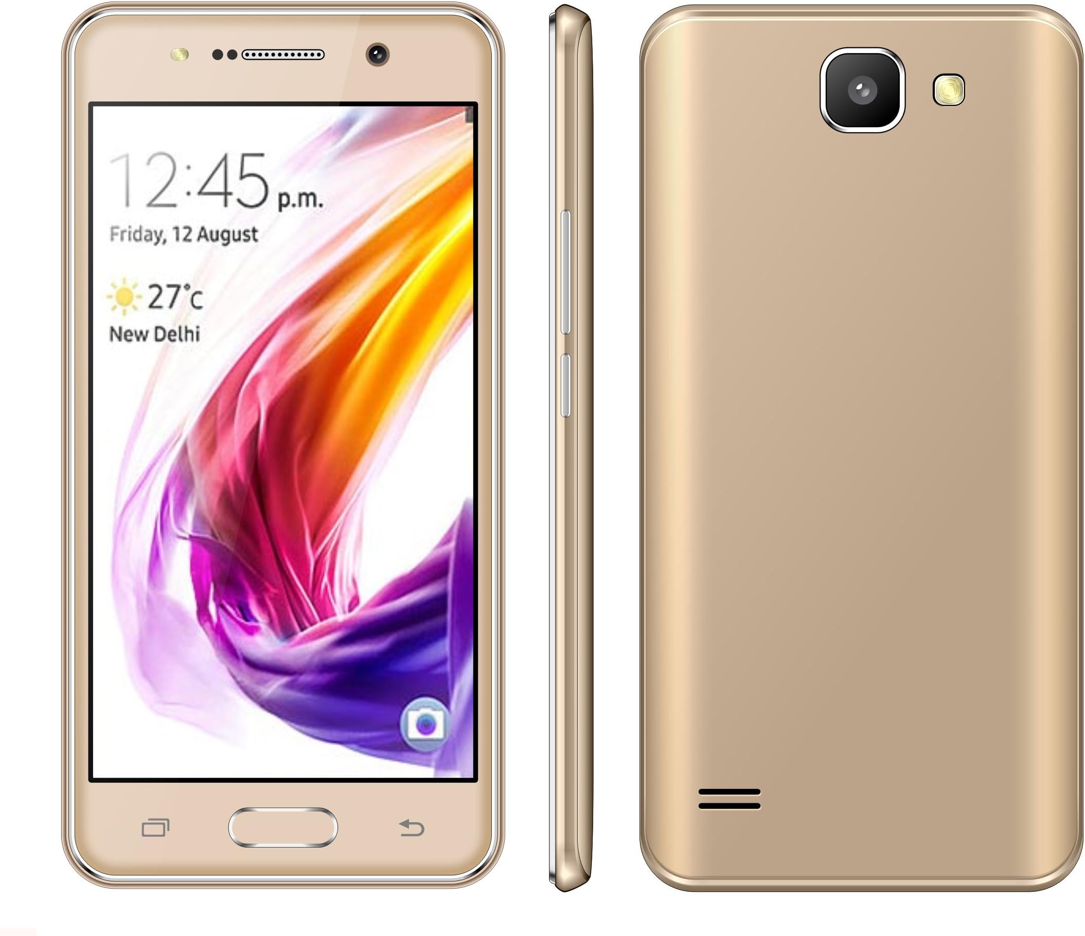 Sim-Free Smartphone,Unlocked 5.0 Inch Android 6.0 3G/GSM Dual Sim Mobile Phone, MTK6580 1.3GHz Quad Core 1GB RAM & 4GB ROM, 5.0MP HD Beauty Camera,WIFI GPS Cell Phone (J2-Gold)