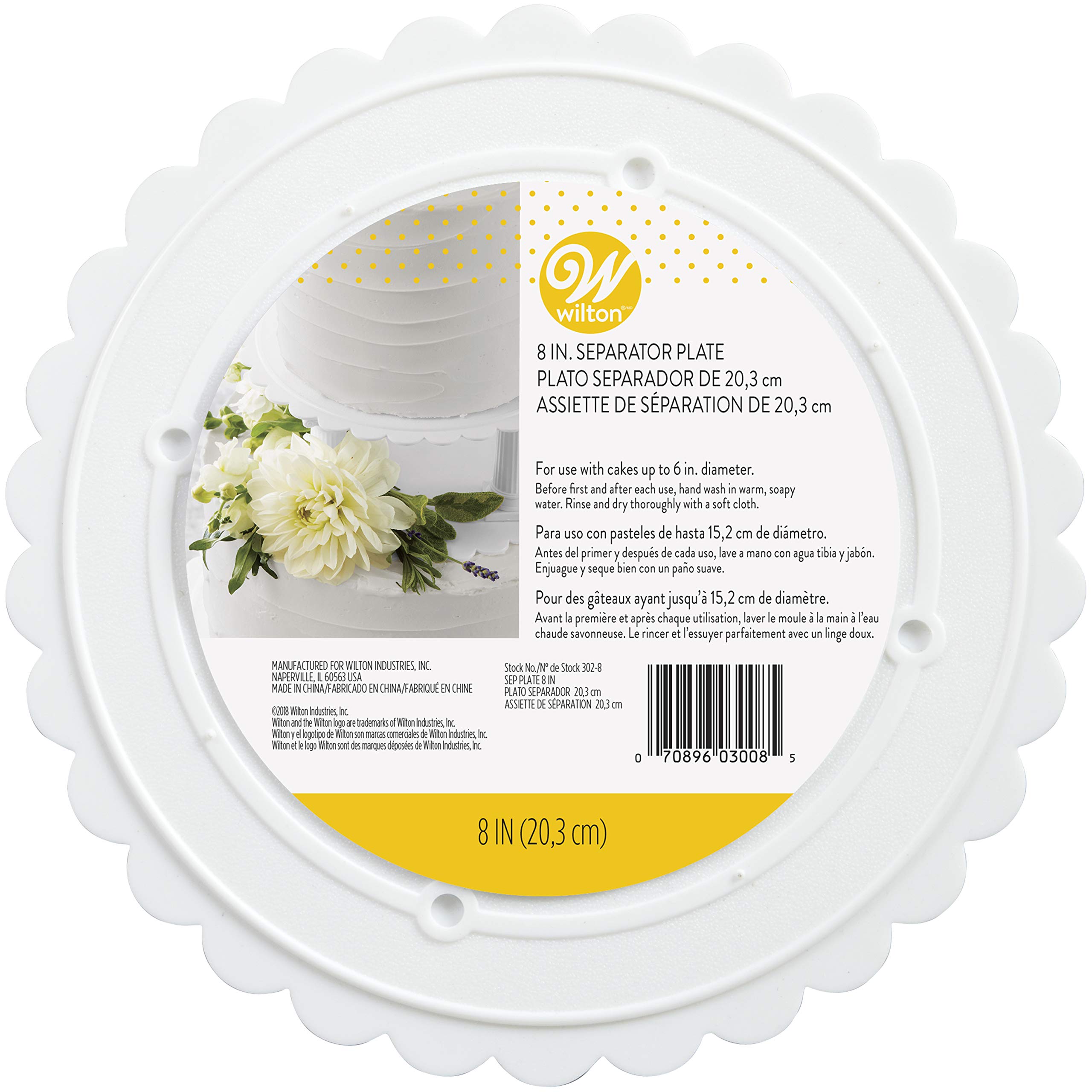 Photo 1 of Wilton Scalloped Edge Cake Separators For Tiered Cake, 8-Inch Seperator Plate, Wedding Cake Stand, Scalloped Edge Separator Plate (White)