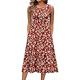 Zeagoo Women's Summer Tank Midi Dress with Pockets Floral Sleeveless A-Line Casual Loose T-Shirt Dresses Beach Sundress 2026