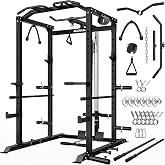 Goimu C1-V4 Power Cage, 2000LBS Squat Rack with LAT Pulldown, Multi-Function Weight Cage Strength Training Machine, Workout Cage with More Attachments for Home Gym Garage