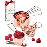 Copper Measuring Cups and Spoons Set – 8-Piece Stackable Stainless Steel Metal Measuring Utensils – Stylish and Sturdy Rose G