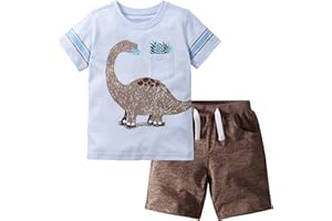 Jobakids Toddler Boys Summer Outfit 2pcs Little Boy CottonShort Sleeve T-Shirt and Shorts Sets for 2T-7T
