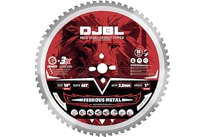 DJBL 14 Inch Steel Cutting Saw Blade Adapted for Evolution 14 Inch Chop Saw and Other,66 Tooth Ferrous Metal Cermet Tipped Saw Blade, Arbor 2.2MM, 14” Metal Cutting Circular Saw Blade