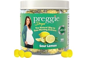 THREE LOLLIES Preggie Pop Drops Pregnancy Nausea Relief Morning Sickness Candy with Essential Oils for Pregnant Women – Sour Lemon, 100 Count