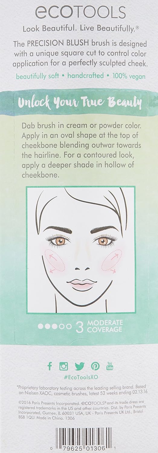 EcoTools Precision Blush Makeup Brush, Cheek Blush Brush, for Loose or Pressed Powder Also Works With Bronzer - Image 3