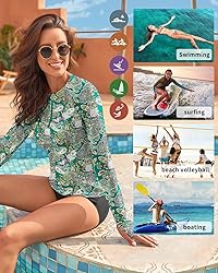 WOWENY Women Rash Guard Long Sleeve Swimsuit Top