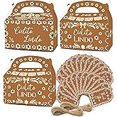 KARAQY 24 PCS Cielito Lindo Terracotta Favor Boxes, Mexican Papel Picado Treat Boxes with Tags for Birthday Baby Shower Cinco de Mayo Fiesta