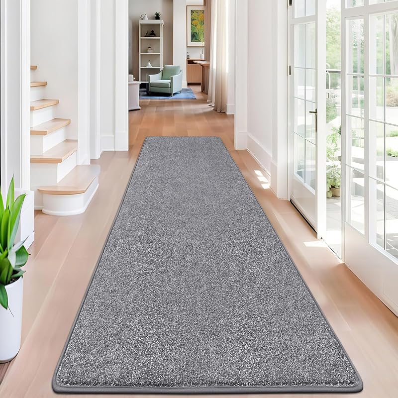 SHACOS Hallway Runner Rug Non Slip Grey 80x300cm Dirt Trapper Indoor Mat