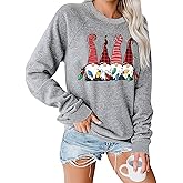 VVNTY Christmas Sweatshirts for Women Xmas Shirt Leopard Graphic Color Block Christmas Snowflake Print Long Sleeve Top