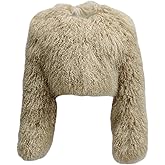 Annsirgra Women's Genuine Mongolian Fur Coat Fluffy Cropped Jacket Shaggy Outwear Long Sleeve Warm Winter