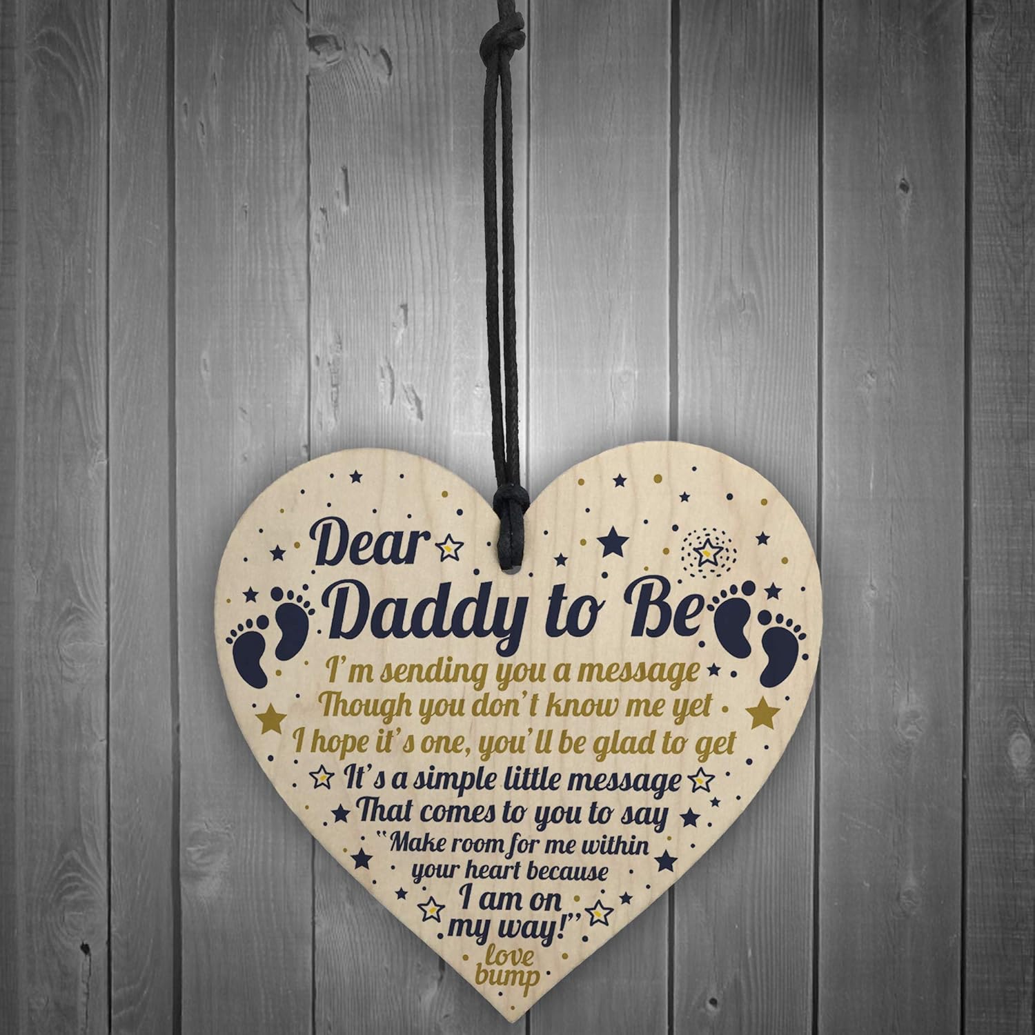RED OCEAN Daddy To Be Daddy To Be Gifts From Bump New Baby Gifts Wooden Heart Plaque, Multicolour, 10x10cm - Image 3