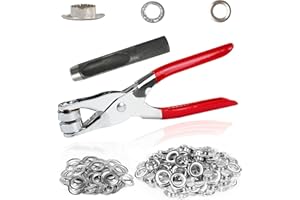 MOHERN 150Pcs 1/2 Inch Grommet Tool Kit, Leather Hole Punch Pliers, Grommets Kit with 150 Metal Eyelets in Silver for Leather, Shoes, Fabric, Belts