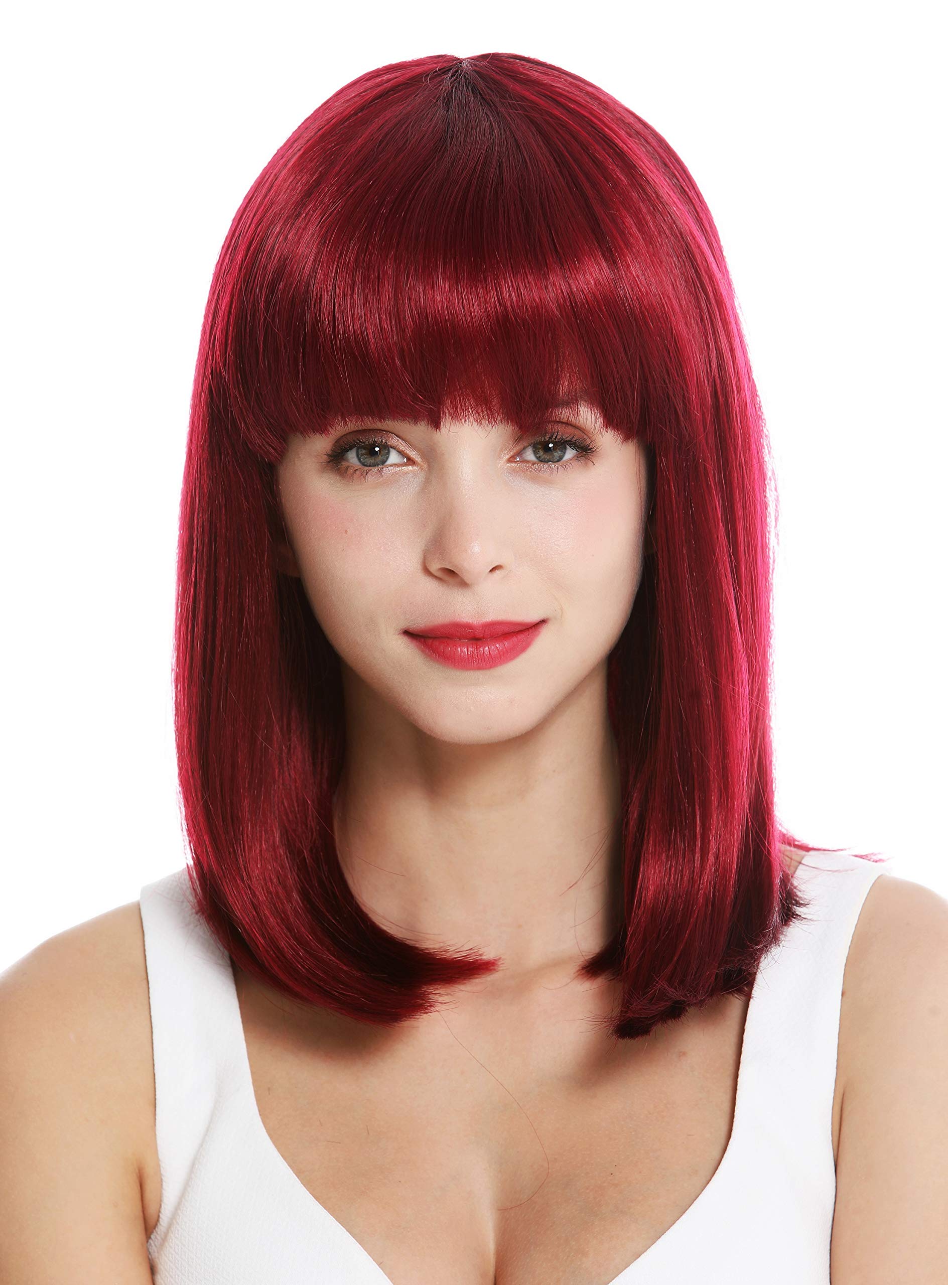 WIG ME UP - VK-1-118H99J quality women's wig short shoulder length long bob fringe sleek red violet mix