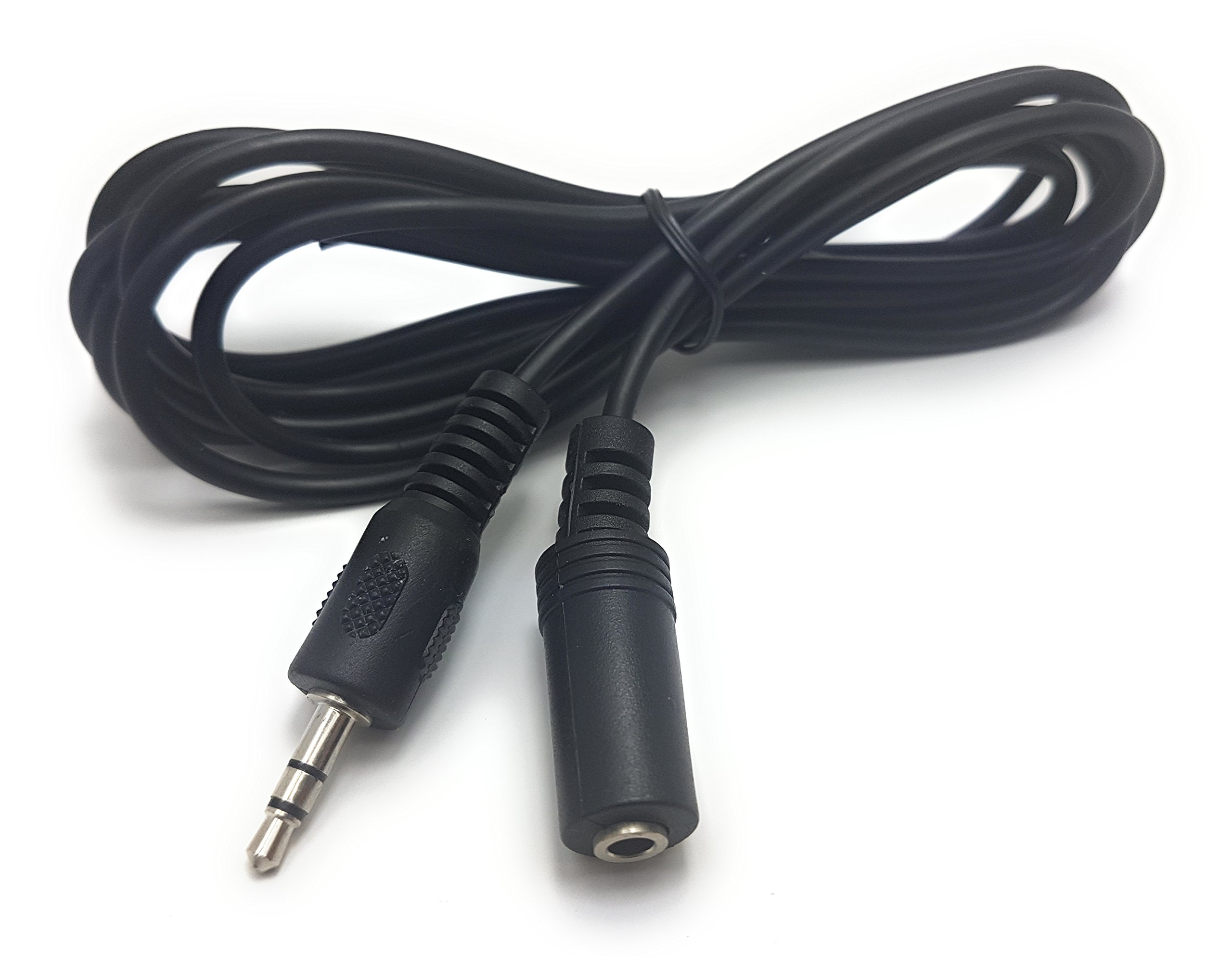 MainCore 2m long Black 3.5mm Stereo Jack to Socket Headphone Extension Cable (Available in 0.30m, 0.50m, 1m, 1.5m, 2m, 3m, 4m, 5m, 10m, 15m) (2m)