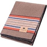 100% Wool Blanket Camping, 60"x84" Large Warm Blankets for Winter, Forest | Fire Retardant Blanket for Camping, Emergency, Outdoor, and Home Use, Reversible Washable Wool, Durable, Wide Color Selection