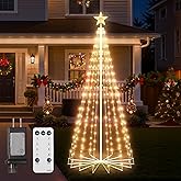 Christmas Cone Tree Light, 7.5ft 295 LED Light Show Christmas Tree with 8 Modes Timer Remote, Dimmable Artificial Christmas Tree for Porch Yard Patio Indoor Outdoor Xmas Holiday Decor, Warm White