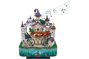 Tonecheer Wooden Music Box Puzzle for Adults,DIY Rotating Music Box Kit 3D Creative Musical Puzzle Crafts Model Building Kits Desk Decor for Teens Kids Birthday Gift (Magical Castle)