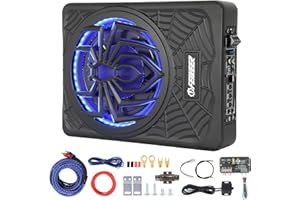 Feikeer 1200W 10" Under Seat Car Subwoofer, with Multicolor LED Lighting, Deep Bass Enhancement. Subwoofer and Amp Package for a Dynamic Driving Experience with Bass Melodies
