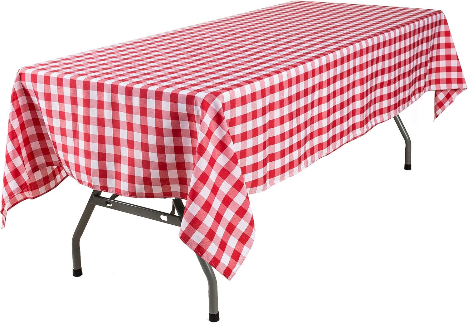 Lycra Home Buffalo Plaid Checkered Tablecloth Rectangle Gingham Table Cloth Red and White for Outside Picnic/Restaurants/Dining Room 60x120 Inch Rectangle/Oblong Table,（Red & White Checkered）