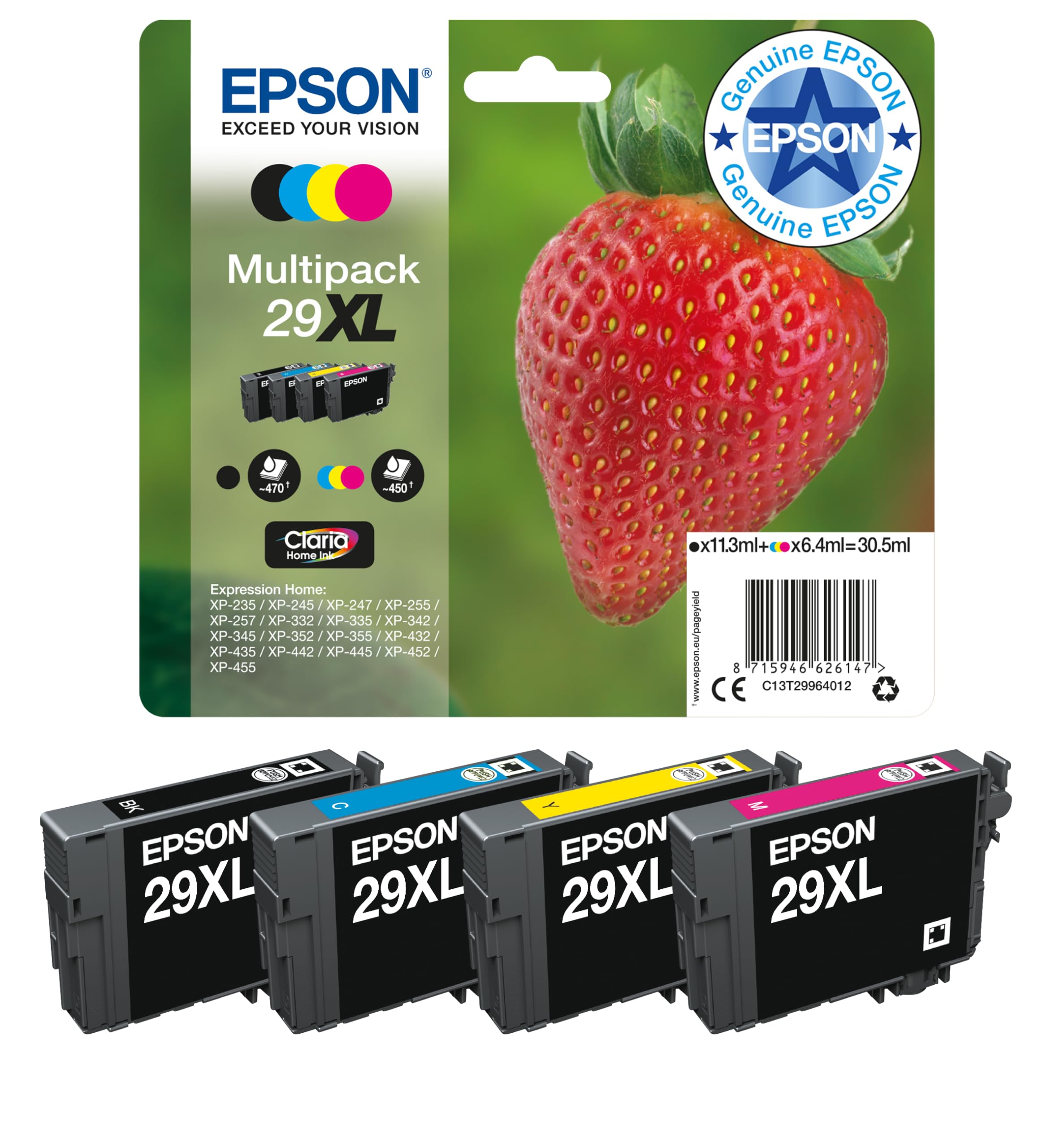 EPSON Strawberry Ink Cartridge for Expression Home XP-445 Series - Assorted