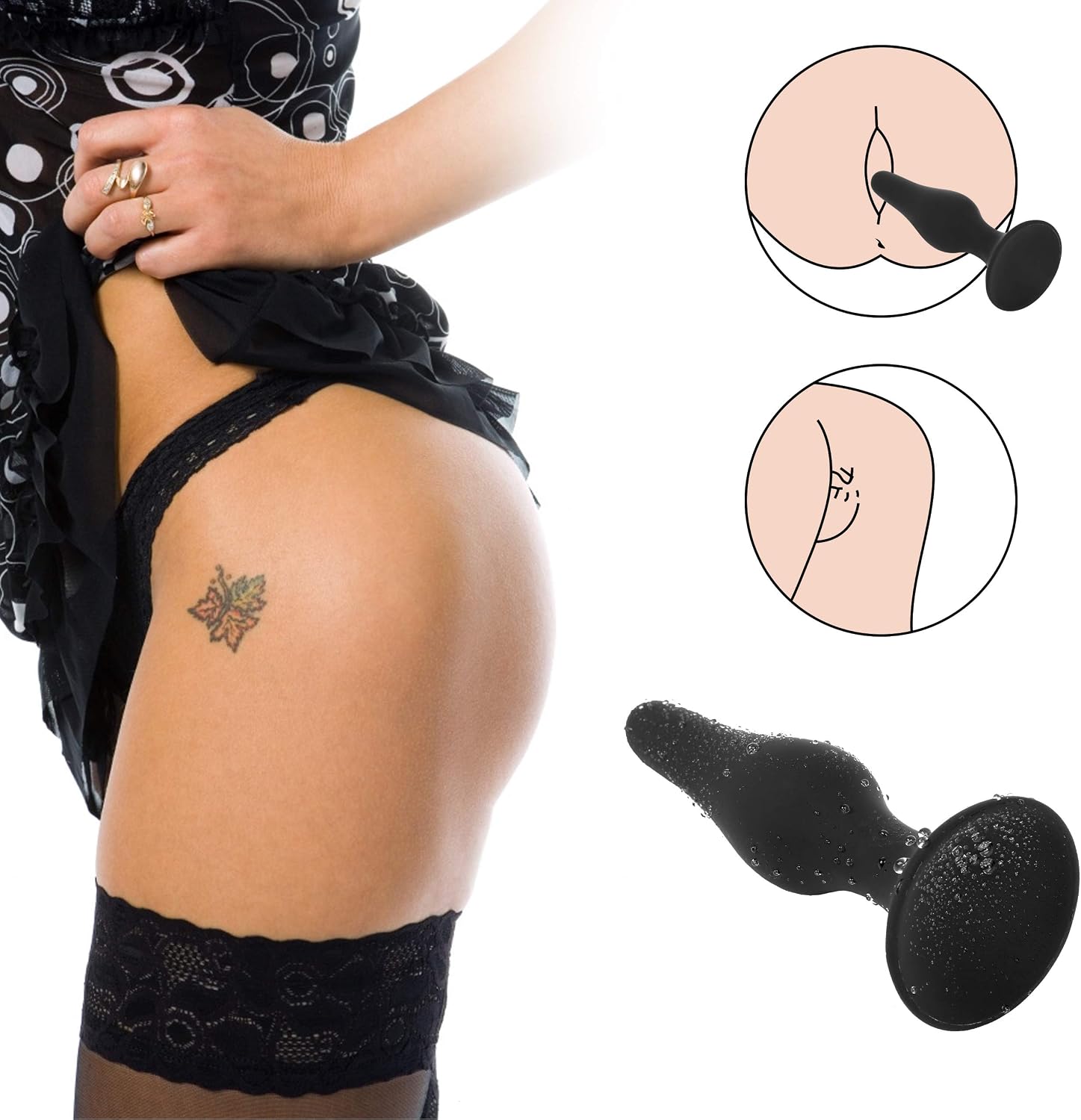 Belmalia 4X Anal-Plug with Strong Suction Cup, Erotic Desire for Him and Her with Smooth Silicone Dildo Set S + M + L + XL, Butt-Plug Black - Image 3